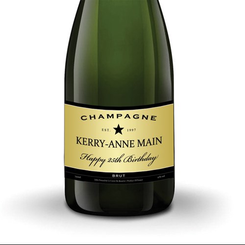 Personalised Champagne - Black Star - Perfect Gift
